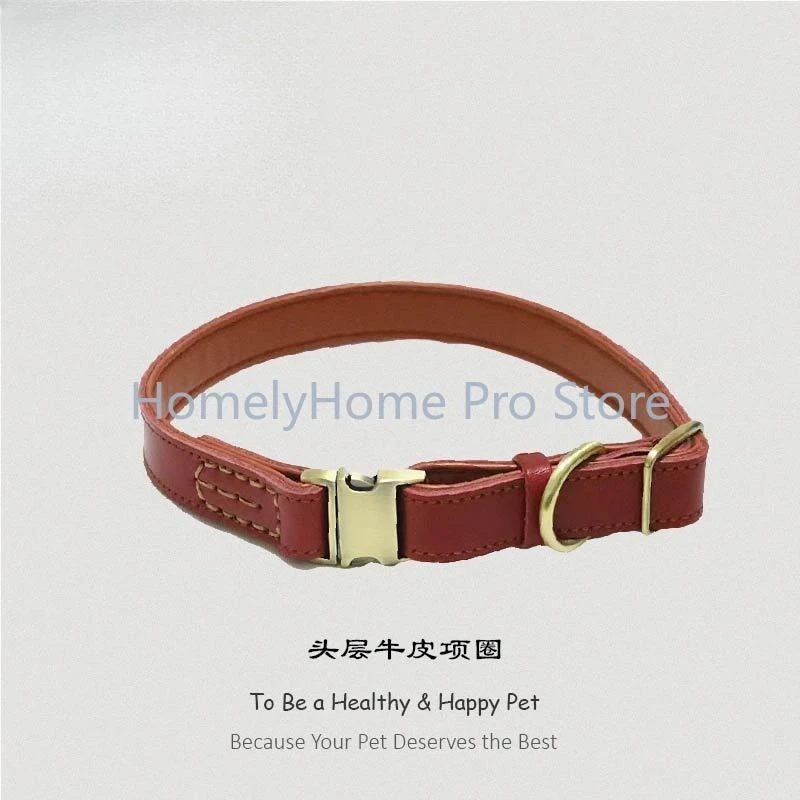 Dog collar First layer cowhide snap-on dog neck cover Handmade large, medium and small dog adjustable leather collar