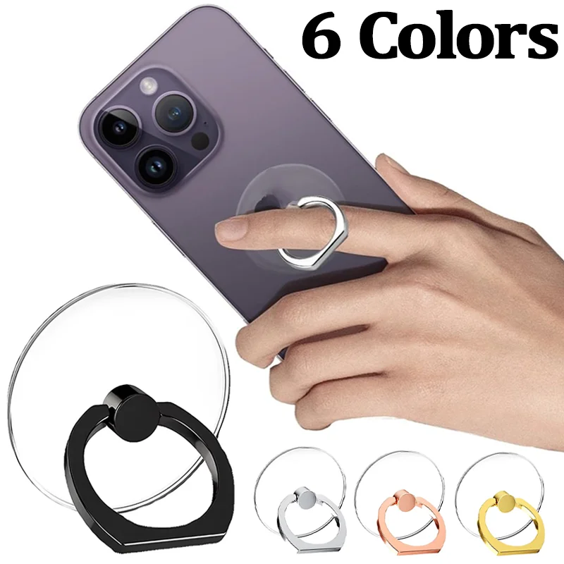 General Transparent Cell Phone Ring Holder Stand 360° Degree Rotation Clear Round Phone Ring Holder For iPhone Huawei Samsung