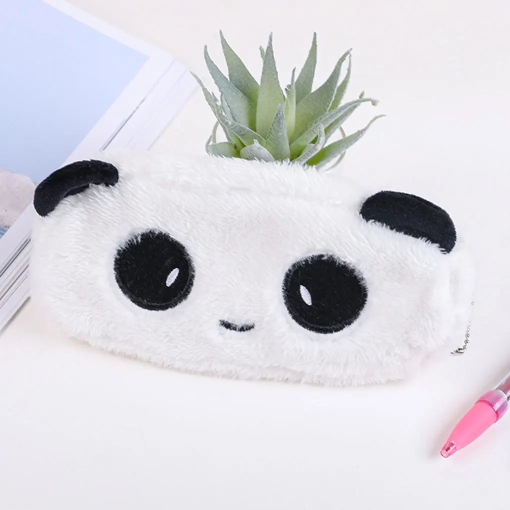 Estojo multifuncional branco dos desenhos animados, Panda bonito, ampla aplicação, macio