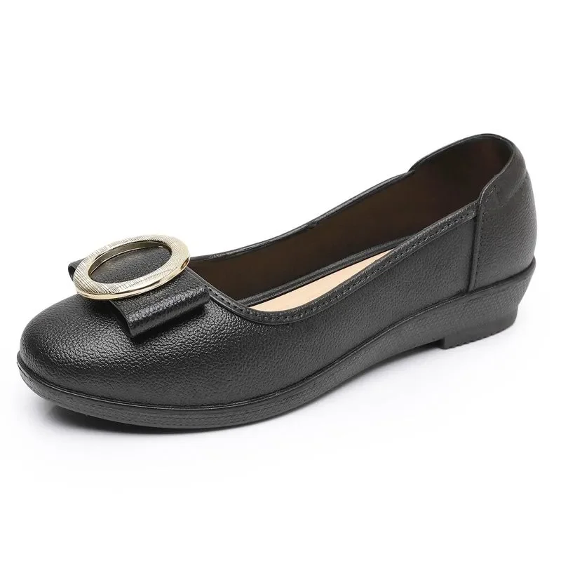 zapatos de mujer women cute round toe black rubber anti skid flat loafers lady casual comfort hotel work office shoes ha08