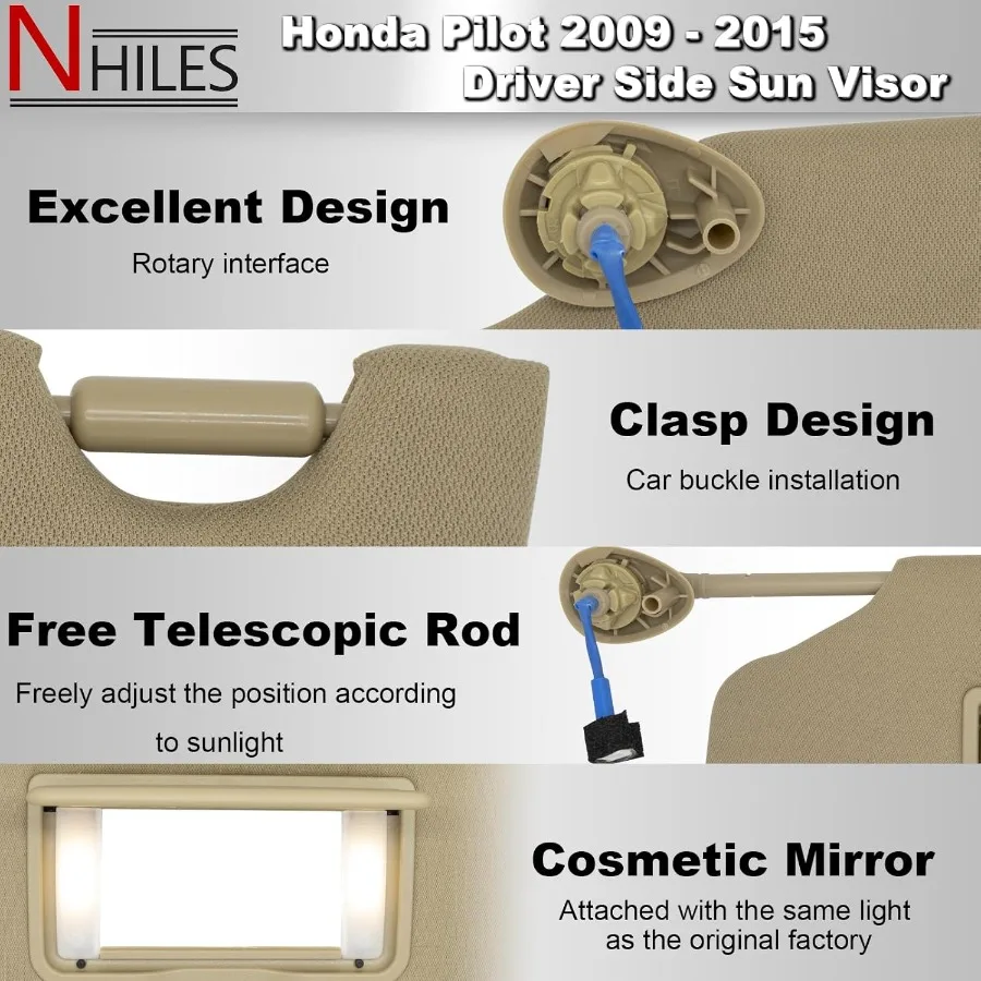 استبدال حاجب الشمس الجانبي للسائق والركاب لهوندا بايلوت 20092015 مع حماية محسنة من الأشعة فوق البنفسجية وتصميم قابل للتعديل يناسب