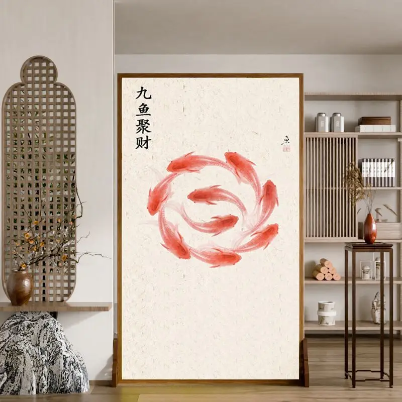 Bamboo artistic conception Chinese screen partition living room office movable