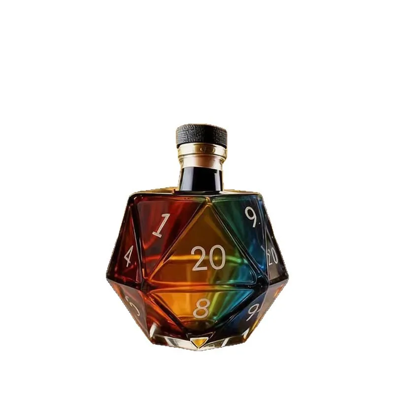 1Pc Polyhedral Rainbow Dice Whiskey Decanter Glass Liquor Bottle Airtight Fantasy Game Night Decor Home Ornament Unique Gift