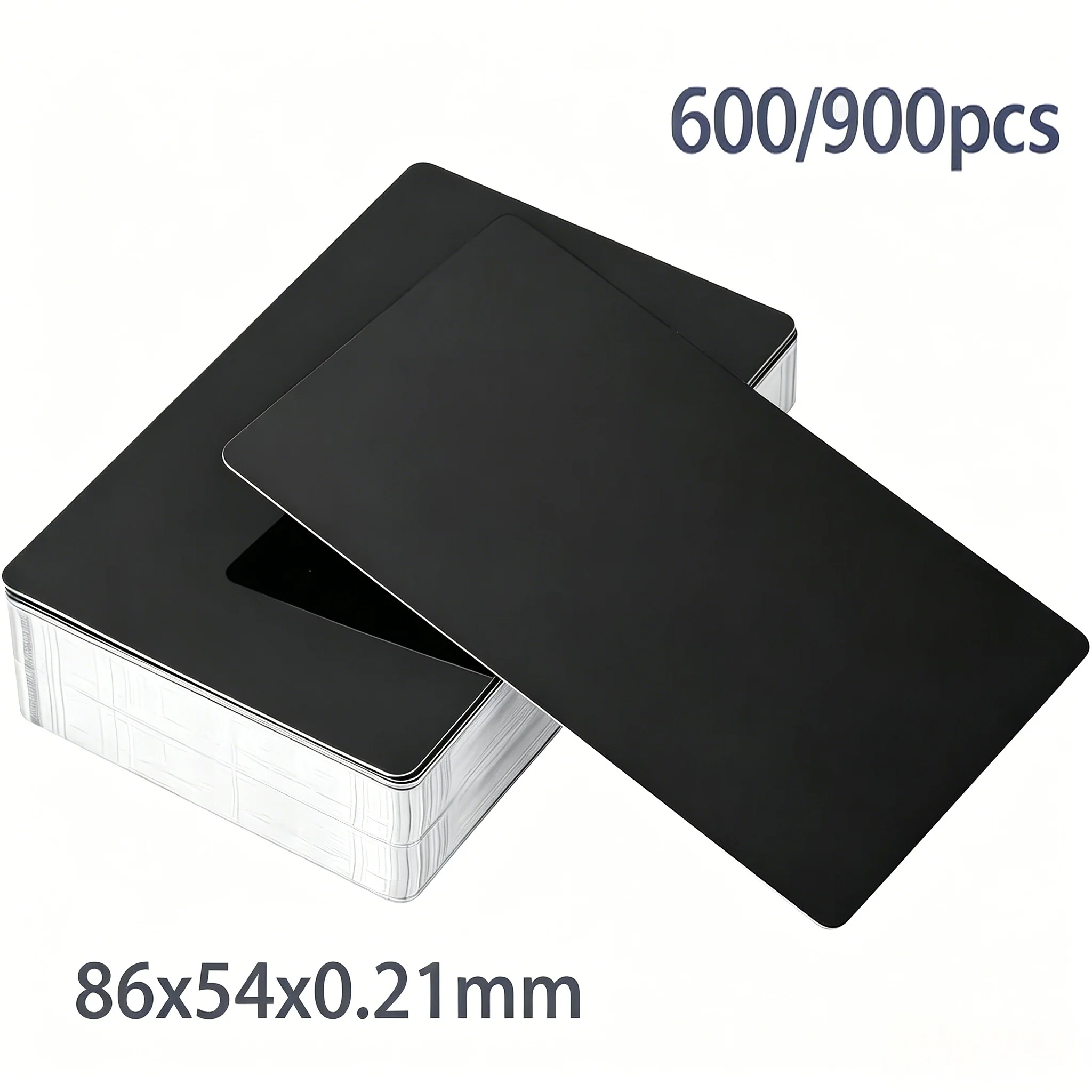 600 /900Stück glänzend schwarze leere Aluminium Visitenkarten 86x54x0.21mm, geeignet für Lasergravur, VIP-Karten, Geschäftskarten, Grußkarten, Feiertagsgeschenke, Gravurrohlinge für Selbstgestaltung