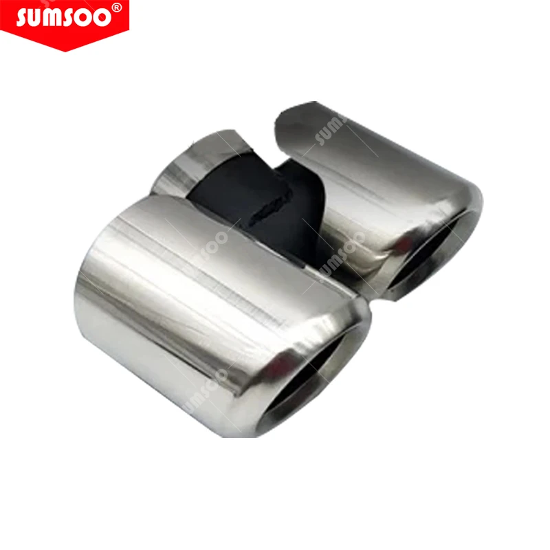 Echtes Dual-Autozubehör für Land Rover Defender, schwarze Edelstahl-Auspuffspitze, Doppelendrohr-Modifikationsschalldämpfer