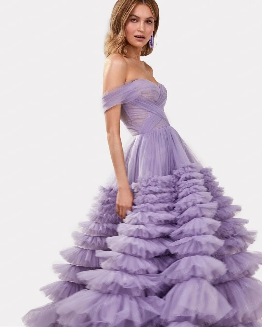 Ranmo Elegant A-line Wedding Dress Floor-Length Tiered Pleat Off the Shoulder Sweetheart Collar vestidos de noche 2026Customized