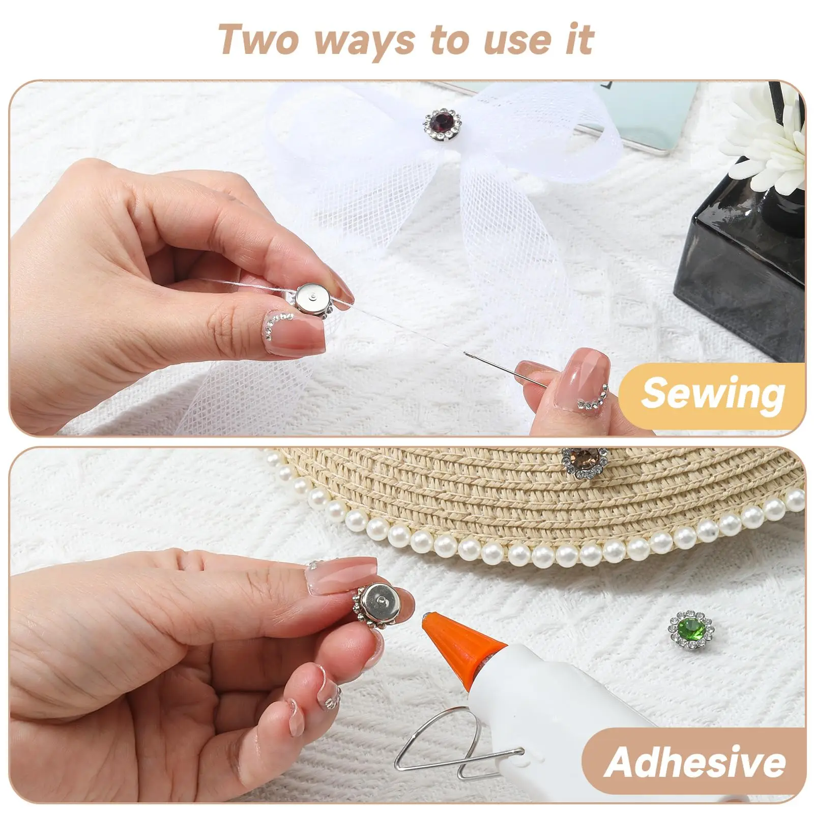 100Pcs Flatback Crystal Rhinestone Buttons Shiny Embellishments Gold Silver White K Base For Clothes Jewelry Headband Decoration