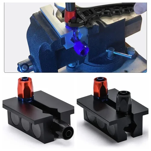 Imagen 2 del producto Llave inglesa ajustable de aluminio Billet + inserto de mandíbula de tornillo para conector de extremo de manguera negro azul