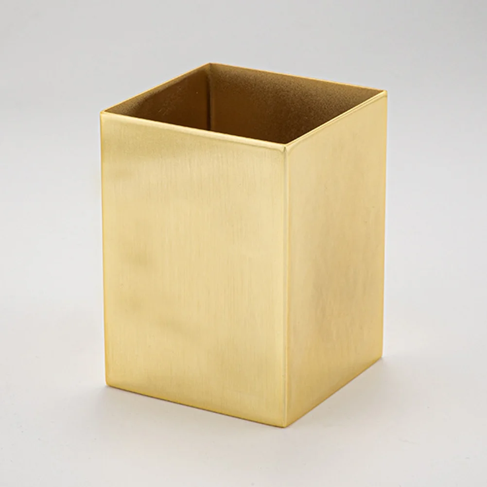 

Stationery Stainless Steel Square Storage Box Office Pen Stand Holder Organizer for Golden Pencil Holders Organizers