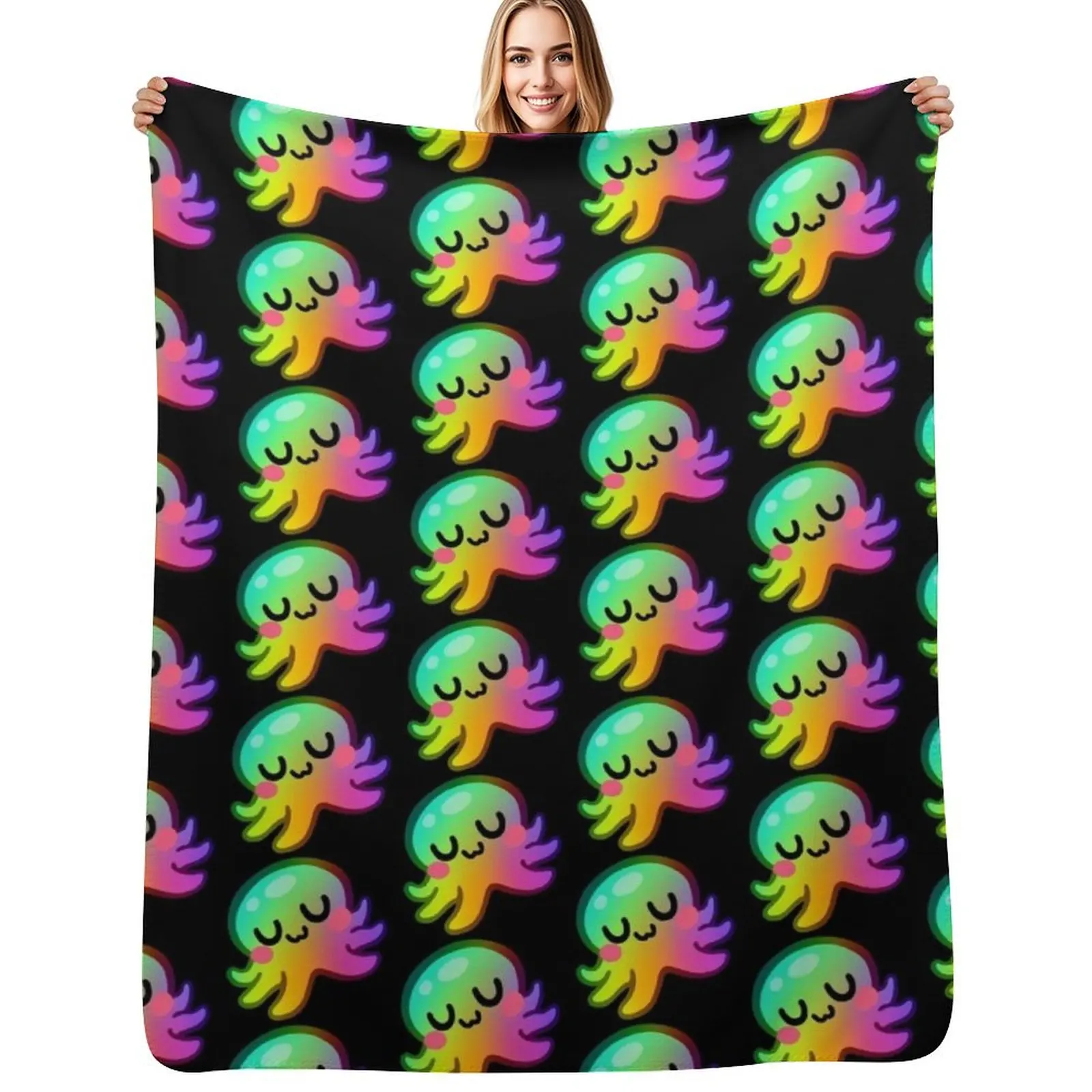 

Rainbow Kraken UwU Throw Blanket Personalized Gift Picnic Weighted Thermal Blankets