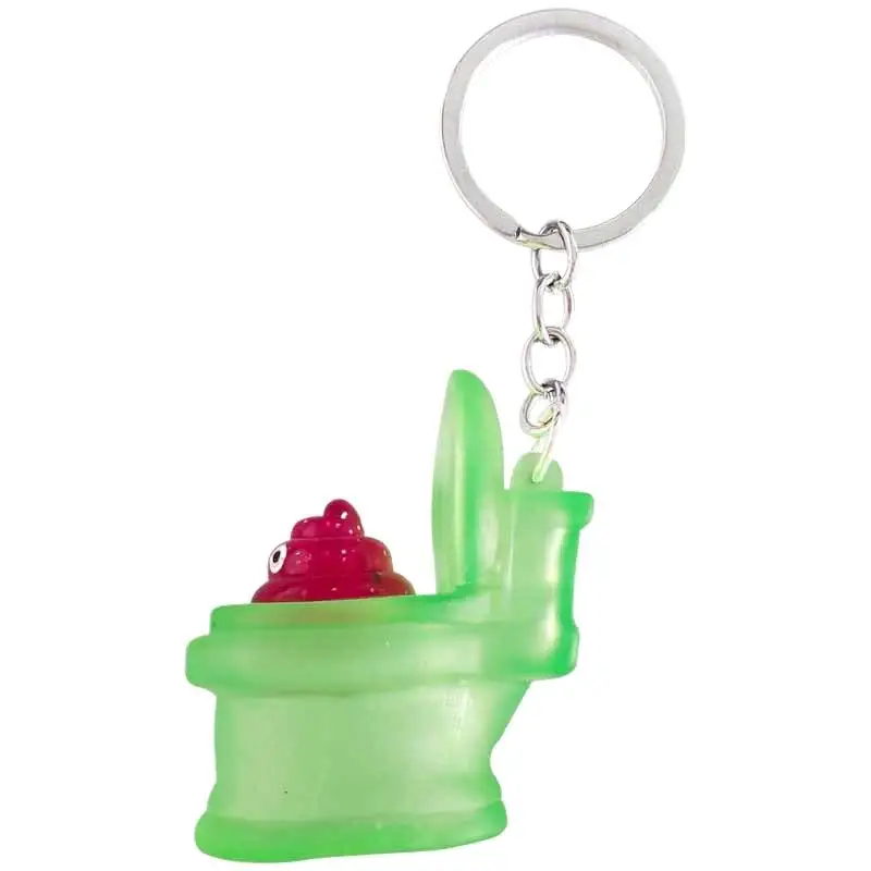 Creative Squeeze Mini Funny Poop Toilet Keychain Tricky Toy Keyrings Bag Ornamen