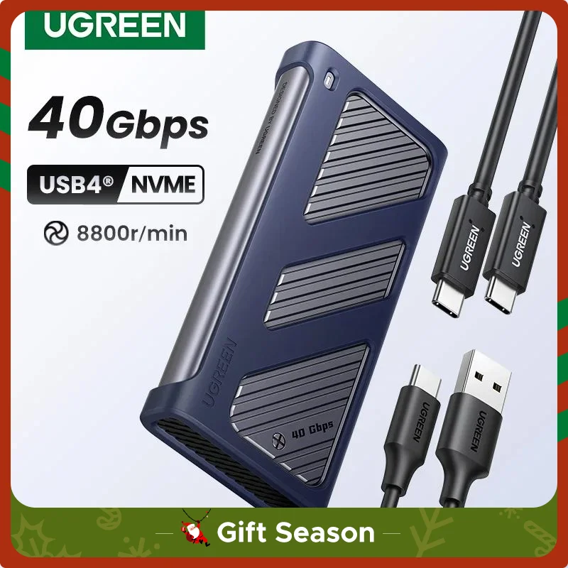 UGREEN 40Gbps M.2 NVMe Enclosure with Cooling Fan Anti-Drop M.2 SSD Case for MacBook M.2 Enclosure for Thunderbolt 3/4//3.2/3.1