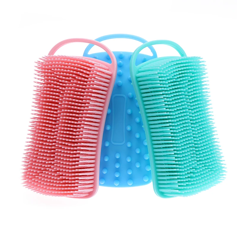 2 In 1 Silicone Shower Brush Scrubber Soft Silicone Scalp Massager Shampoo Brush Double-Sided Body Brush Foam Skin Clean Tool