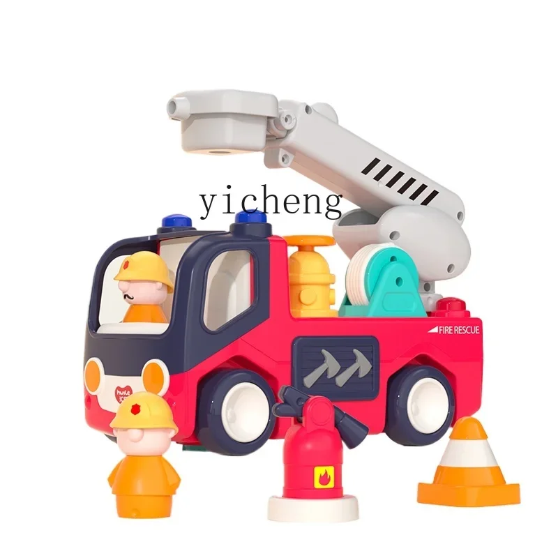

Tqh Electric Drill Tool Truck Ambulance Fire Truck Early Education Toys for Babies Simulation Car Model