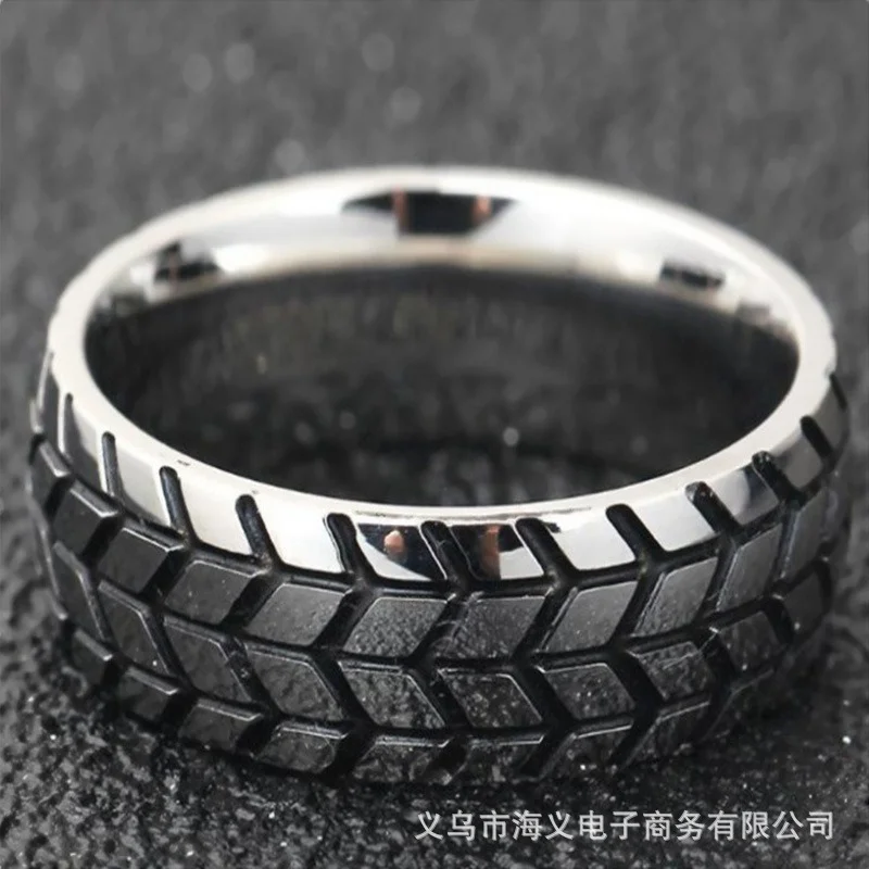 New supply electroplating three-dimensional carved tire rings, European and American lovers' jewelry