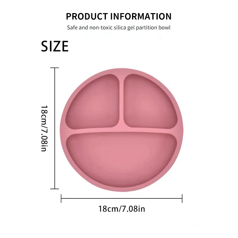 3Pcs Silicone Baby Feeding Set BPA Free Suction Bowl Divided Plate Spoon Fork Silicone Bibs Children Tablewar image 5