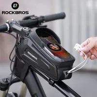 ROCKBROS Waterproof Touch Screen Cycling Bike Bag Top Front Tube Frame MTB Road Bicycle Bag 6.5 Phone Case Bike Accessories