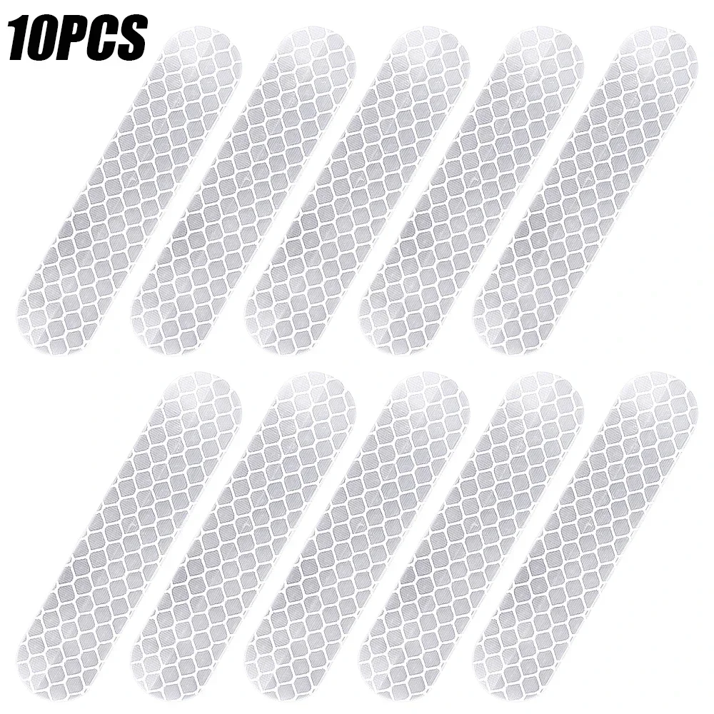 80-10PCS Helm Sicherheit Warnung Reflektierende Aufkleber Streifen Wasserdicht Hohe Sichtbarkeit Reflektor Band Für Nacht Reiten Gehen Auto