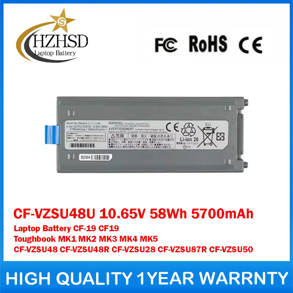 CF-VZSU48U 10.65V 58Wh 5700mAh Genuine Original Laptop Battery For Panasonic CF-19 CF19 Toughbook MK1 MK2 MK3 MK4 MK5 CF-VZSU48