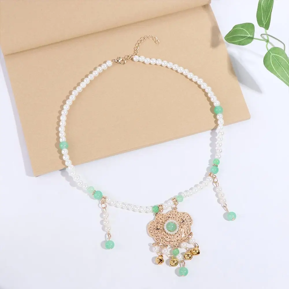 Antique Tassel Hanfu Necklace Bead string Tang Dynasty Longevity Lock Pendant Chinese Style Ming Dynasty Pearl Choker Party