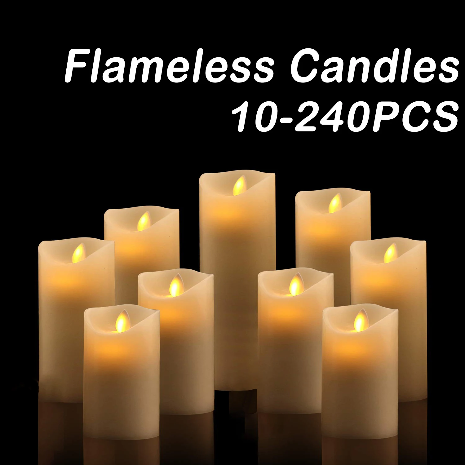 10-240pcs Flameless Fake Candle LED Flickering Candles with Remote Control Battery Operated LED Pillar Candles for New Year