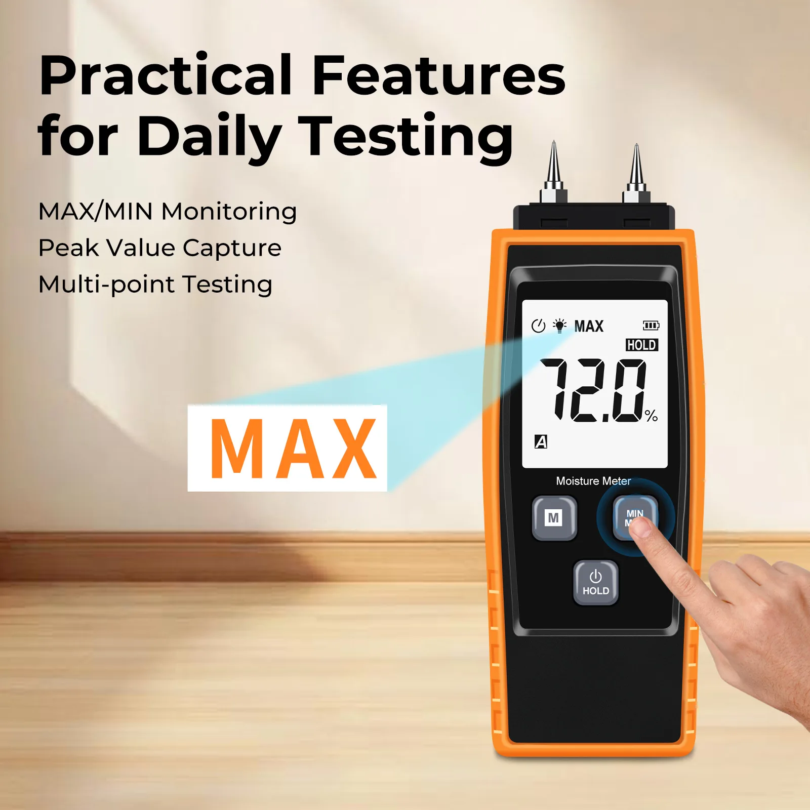 Portable Needle Wood Moisture Meter RZ660 Water Meter Cement Mortar Moisture Detector Moisture Content Calibrator