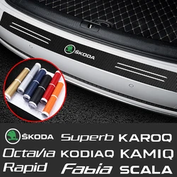 1pcs 3D Car Styling Car Door Carbon Fiber Sill Scuff Plate Decor Sticker For Skoda Octavia Fabia Rapid Superb Scala Kamiq