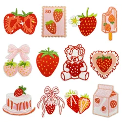 Pink Strawberry Emblem Clothing Accessories Badge Sticker Embroidered Embroidery Sticker Iron-on Patches