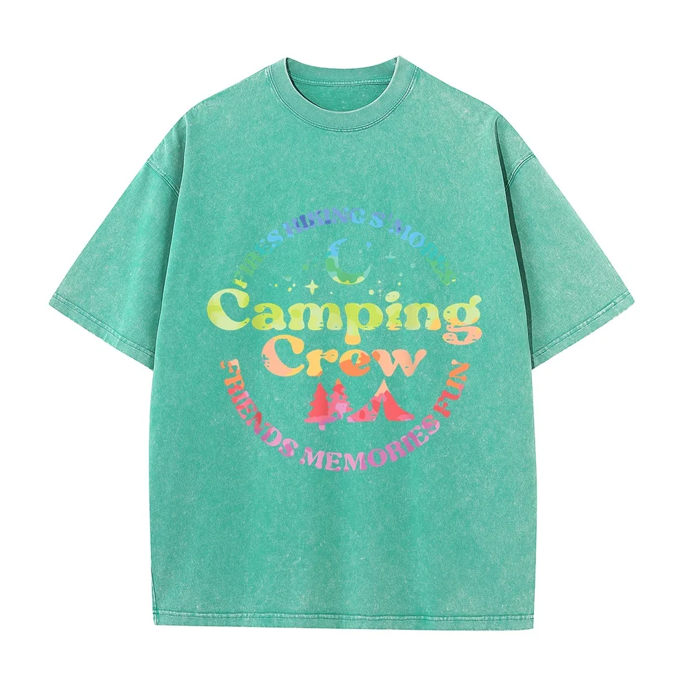 Camping Crew Family Friends Girls Kids Toddler Youth Women T-Shirt fires hiking memories fun Clothing ملابس Short Sleeve Summer