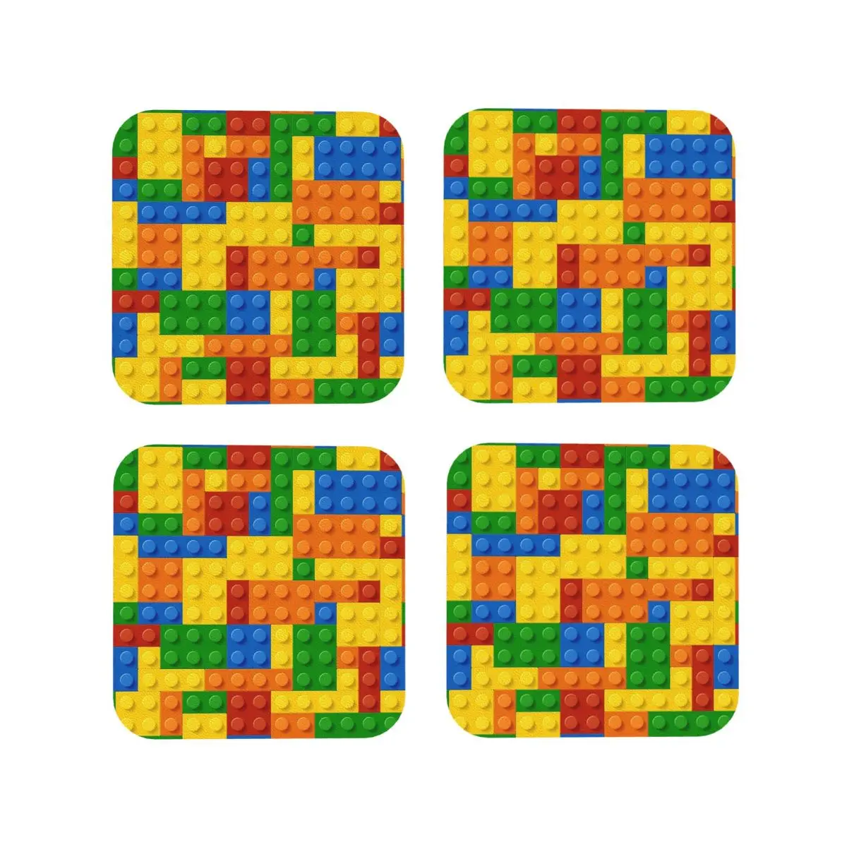 Building Blocks Construction Brick Coasters Kitchen Placemats  Insulation Cup Coffee Mats For Decor Home Tableware Pads Set of 4