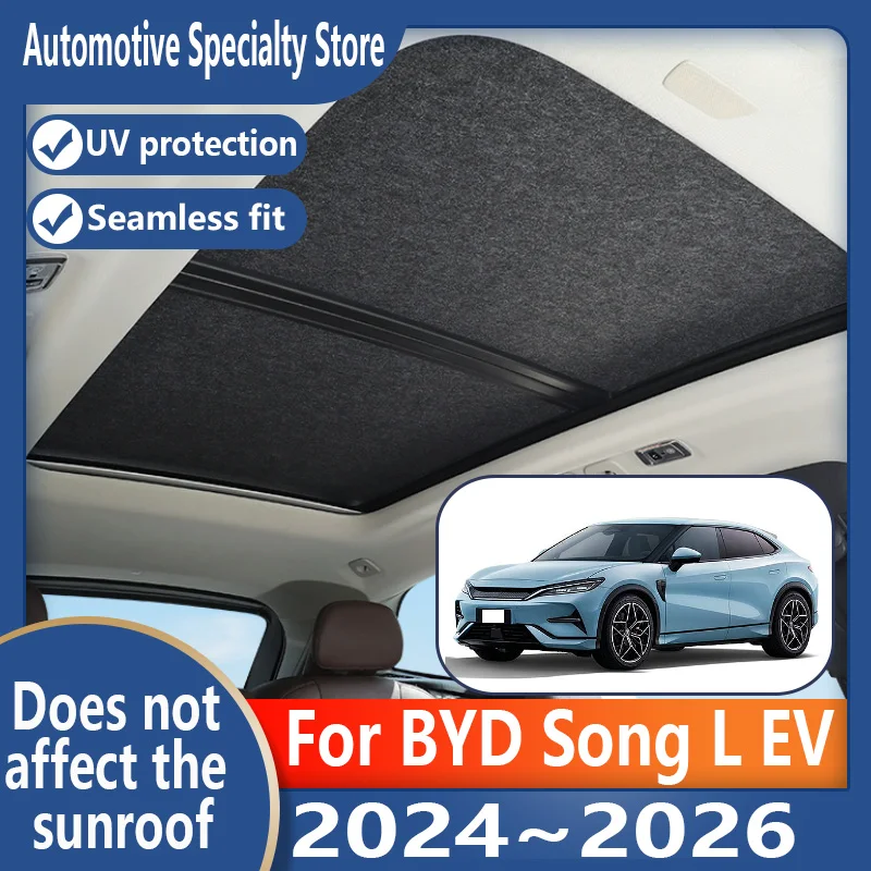 

Для BYD Song L EV 2024 ~ 2026 25 автомобильный панорамный люк, изоляционный козырек на крыше, электростатическая адсорбция, замшевая ткань, защита от солнца