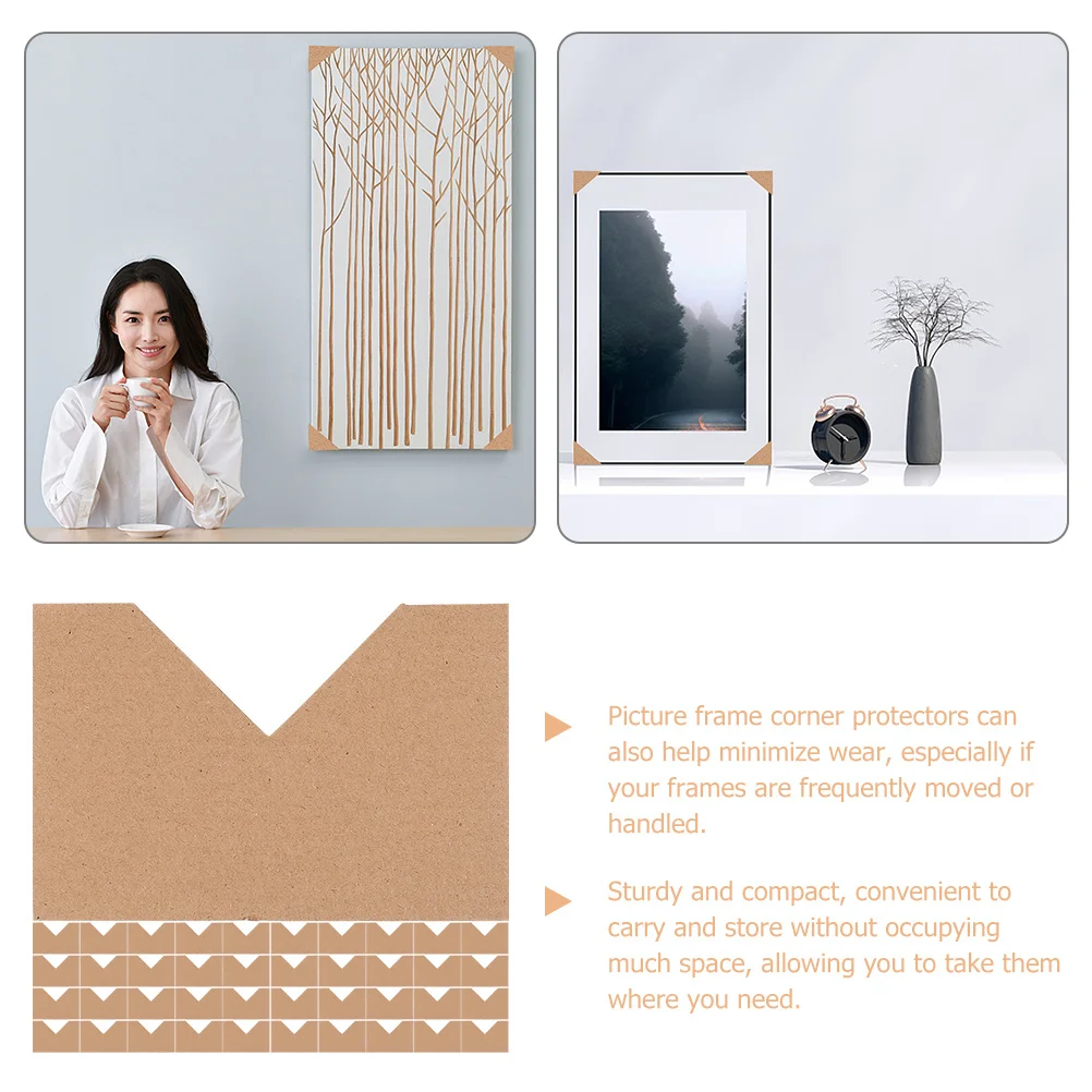 

120Pcs Picture Frame Corner Protectors Kraft Paper Protective Corners for Shipping Artwork Painting Shipping Corners Moving