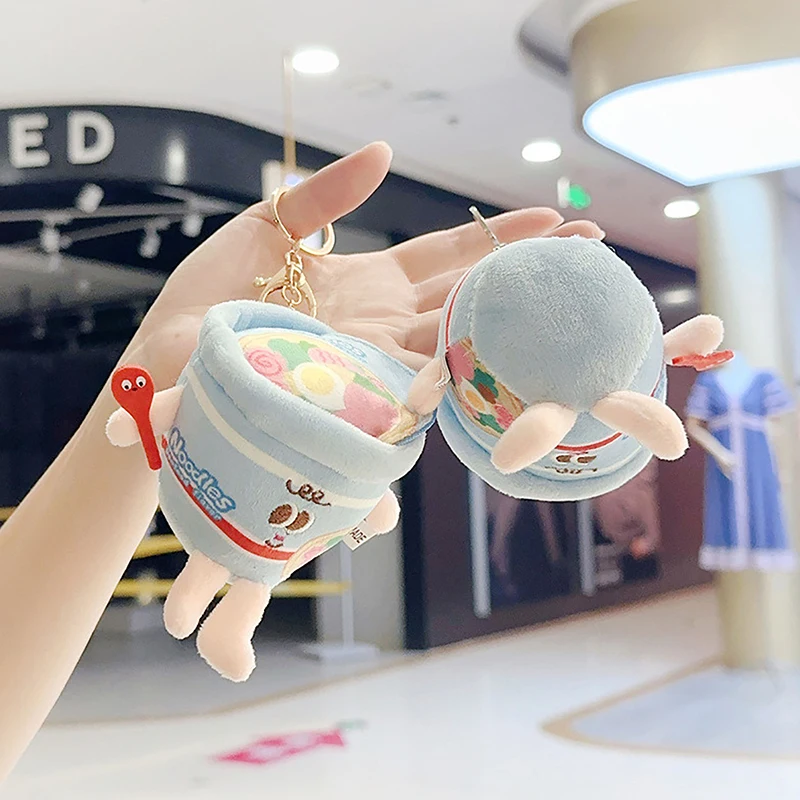 Cartoon Cute Plush Instant Noodles Keychain Pendant Funny Kawaii Keyring Creative Backpack Hanging Ornament Accessories Gifts