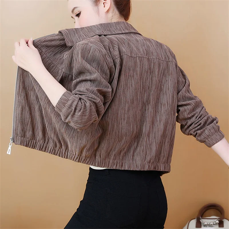 Retro Maillard Corduroy Women 2026spring Autumn New Coat Joker Casual Small Fragrant Outerwear Wind Fried Street Overcoat
