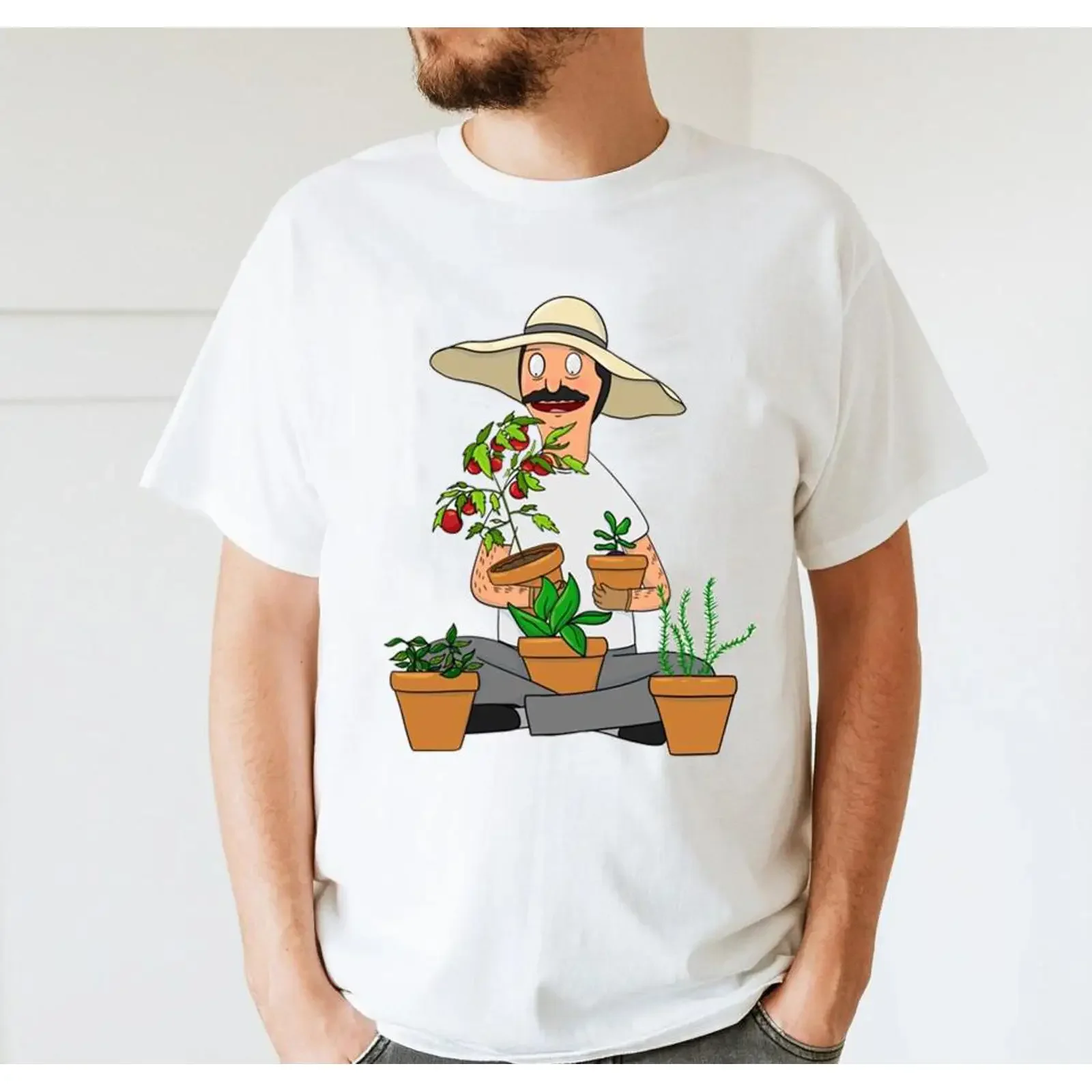 Bob Belcher Garden T Shirt Funny Fathers Day s Humour Cartoon Character vintage Washed graphic Comfortable Unisex streetwear