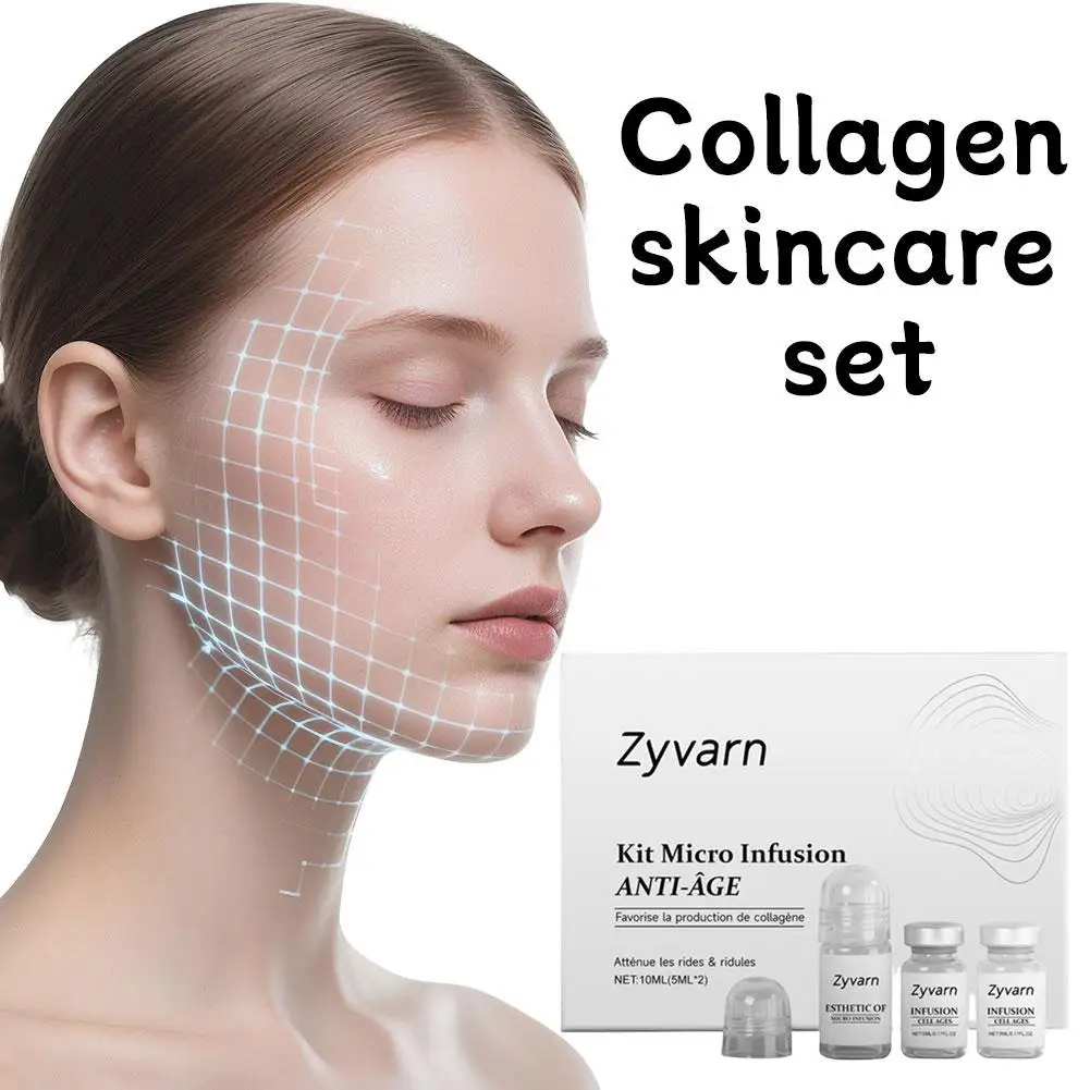 Kit Antiedad de Microinfusión Zyvarn, Derma Roller de 0.25mm con Suero de Colágeno, Set de Cuidado de la Piel Reafirmante, Hidratante y Minimizador de Poros