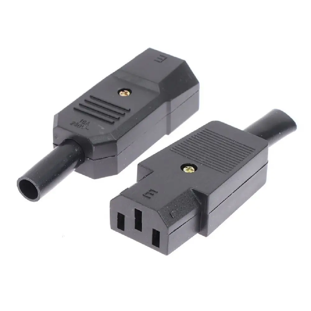 1Pcs New Male Female AC Plug C13 C14 10A 250V IEC 320 Straight AC Power Connector Electrical 3 Pin Power Connector