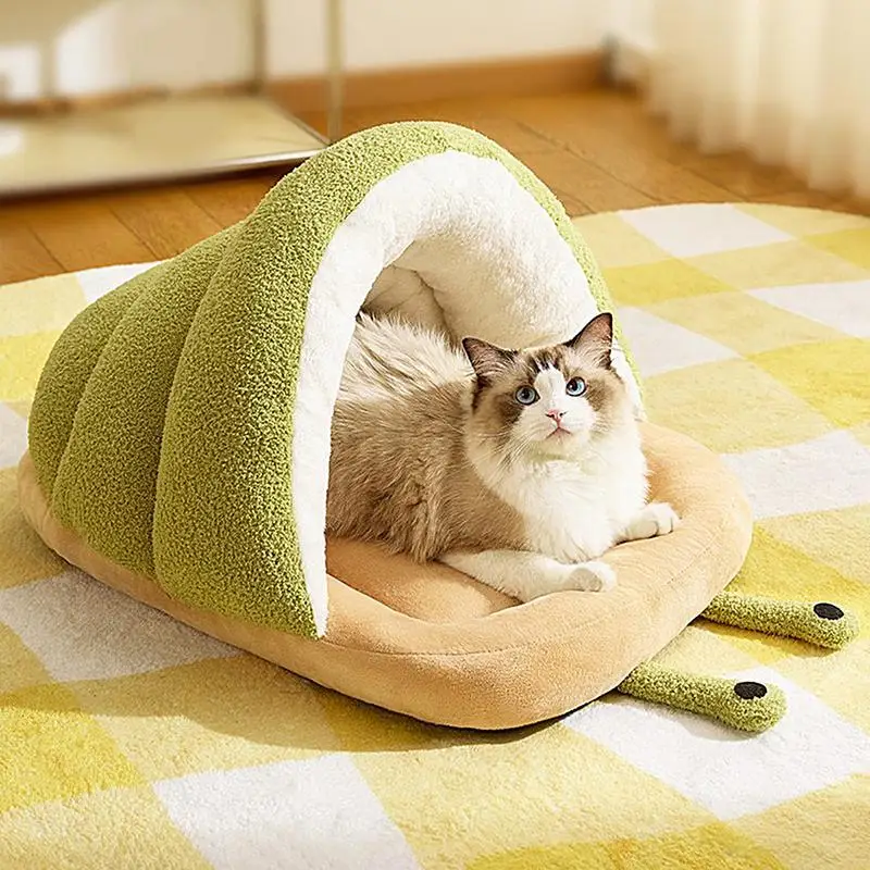 Cat Cave Bed Cozy Snail Slipper Dog House Pet Hideaway Sleeping Cuddle Cave Cute Soft House Creative Bed For Indoor Pets