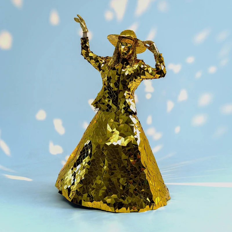 

Mirror Gold Lady Costume Dress Robot Suit Party Show Dance Stage Performance Clothing Festival Events Cosplay Costumes