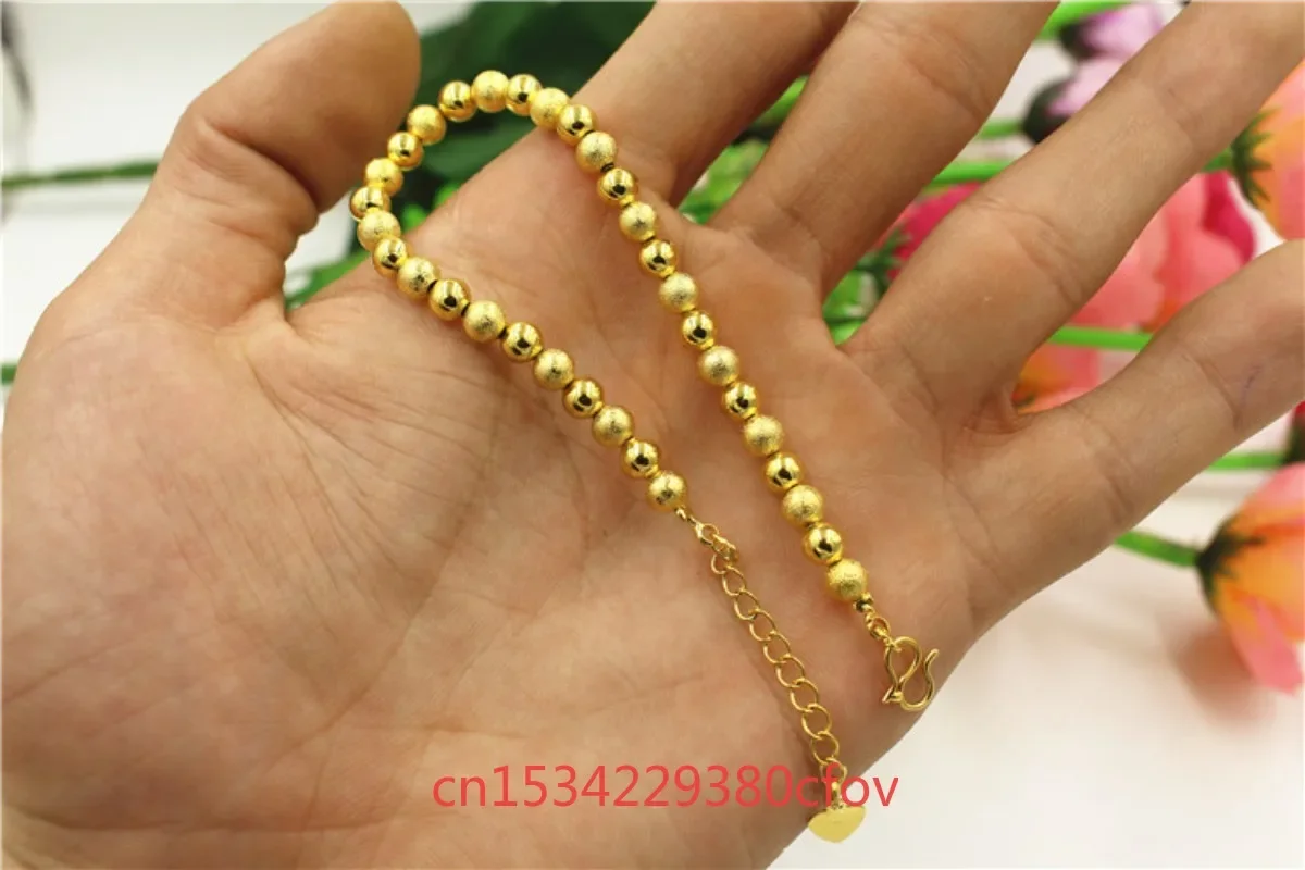 European Coin Brass Plated Vietnam Sand Gold Bracelet Transfer Beads Women's Frosted Bracelet No Fading Imitation Gold Jewelry