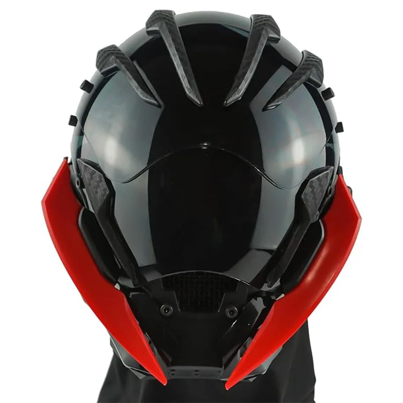 Light Up Rechargeable LED Helmet Futuristic Mechanical Cosplay Mask Unisex For Halloween Bar Party Gift biker face shield