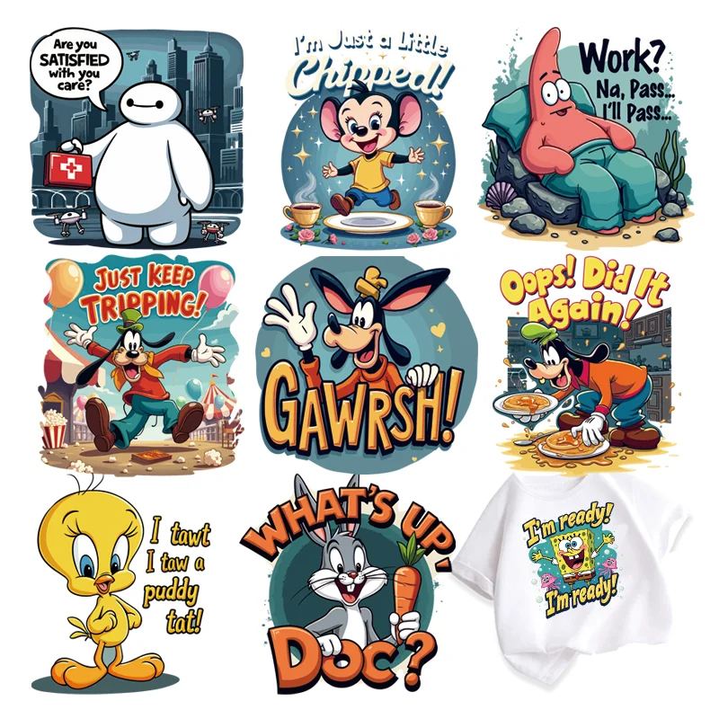 Funny Cartoon Characters Goofy Goof thermoadhesive patches Flex fusible transfer Ironing applications heat transfer vinyl