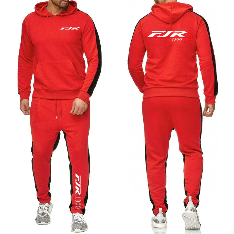 FJR-Conjunto de sudadera y pantalón de motocicleta para hombre, traje de dos piezas de manga larga, Color sólido, informal, primavera y otoño, 2024, novedad de 1300