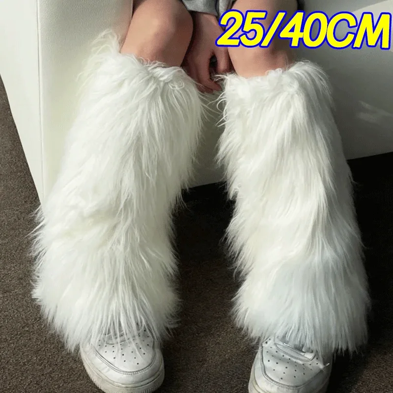 

Y2k винтажные гетры из искусственного меха, популярные зимние теплые меховые сапоги в стиле Харадзюку для девочек, носки Jk, аксессуары для косплея в стиле панк, хип-хоп