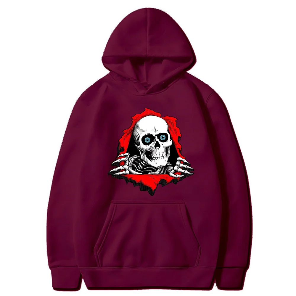 Hoodie estampado de caveira masculino, pulôver de casal, camisa esportiva casual, suéter de rua Hip Hop, moda outono e inverno, 2022