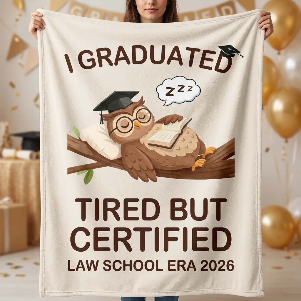 

Law School Grad Owl Tired But Certified 2026 Flannel Throw Blanket,Funny Lawyer Graduation Soft Blanket Sofa Bed Home Decor Gift