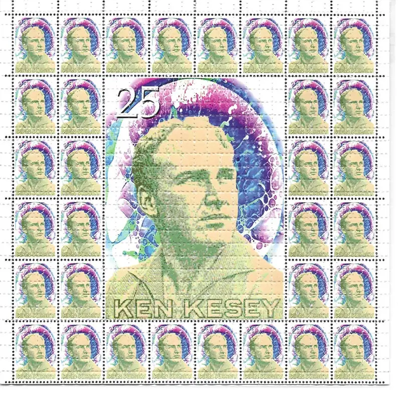 Kesey Stamps Psychedelic LSD Acid Free Blotter Art Print Trippy Perforated Paper Painting Wall Picture Home Decor Poster