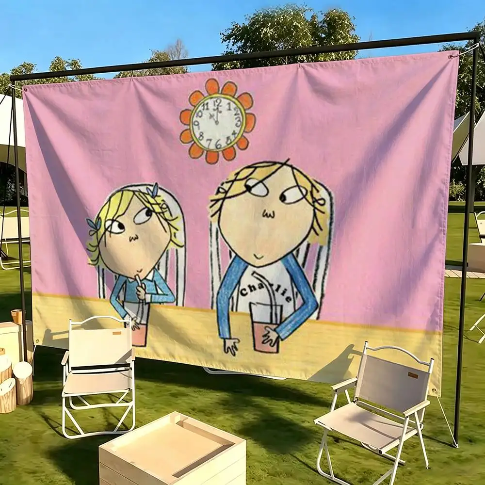 C-Cartoon C-Charlie and Lola  Flags for Bedrooms Home Decor Items Outdoor Decors Garage Decoration Flaga