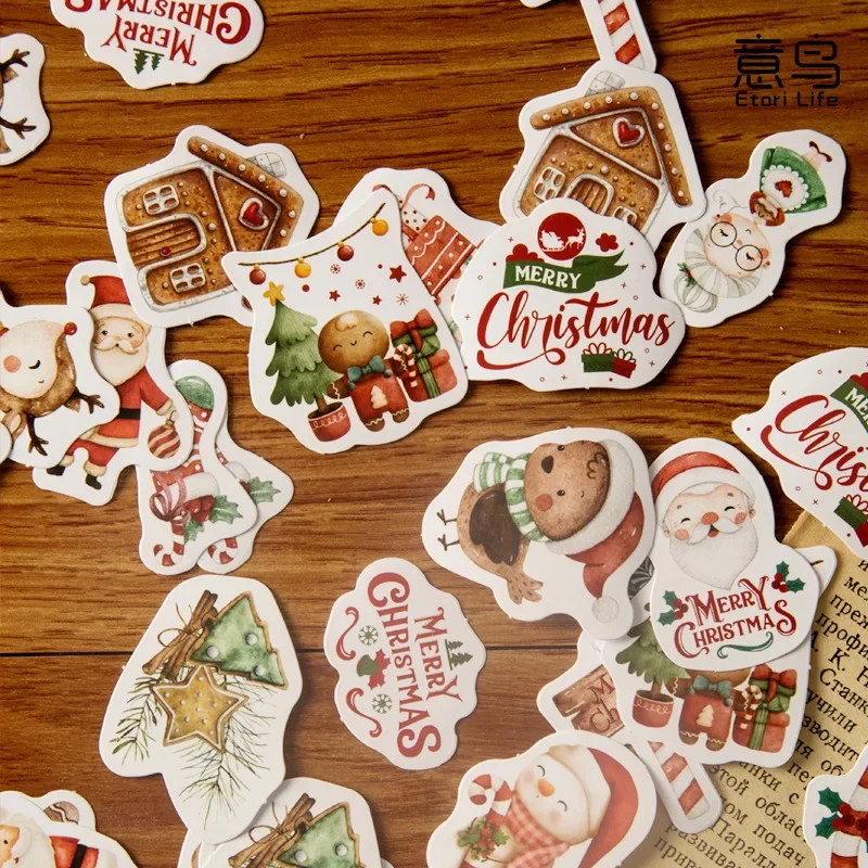 46pcs Elk, Santa, Socks Christmas Themed Stickers Decorated Laptop Phone Case Water Bottle Classic DIY Decal