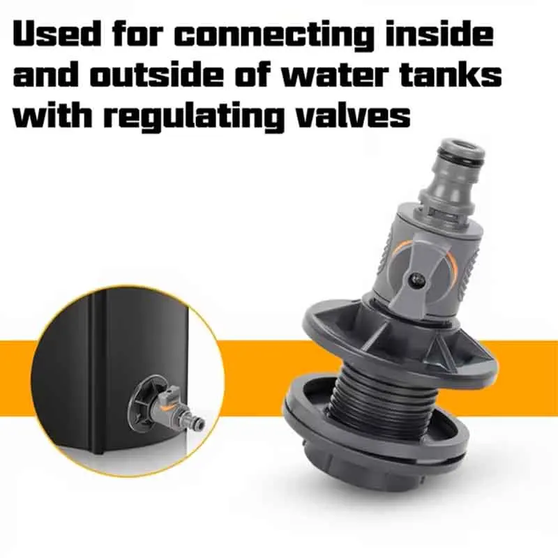 Adjustable Flow Control Water Tank Outlet Connector Bulkhead Fitting Quick Release Garden Hose Adapter For Water Barrel